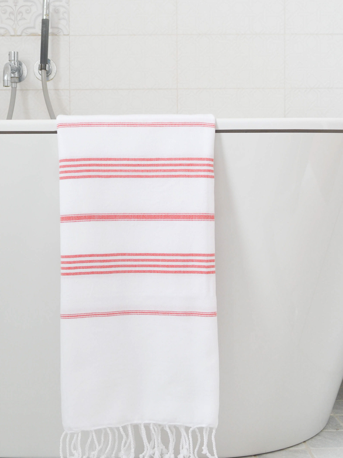 hammam towel white/brick red